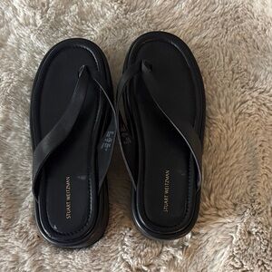 Stuart Weitzman Black Leather Sandals